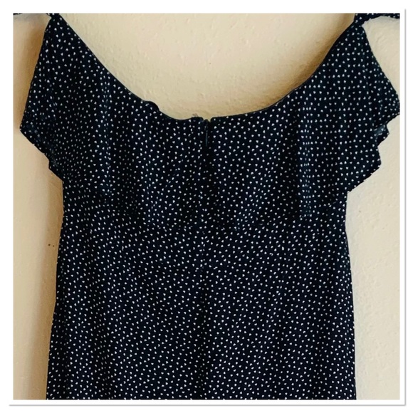 Sirena Off Shoulder Double Slit Dress Black White Heart Print Size Large - Picture 9 of 12
